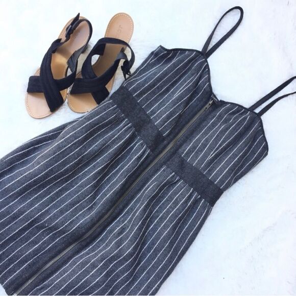 Gentle fawn women’s small wool pinstripe front zip dress convertible strap - Picture 1 of 10